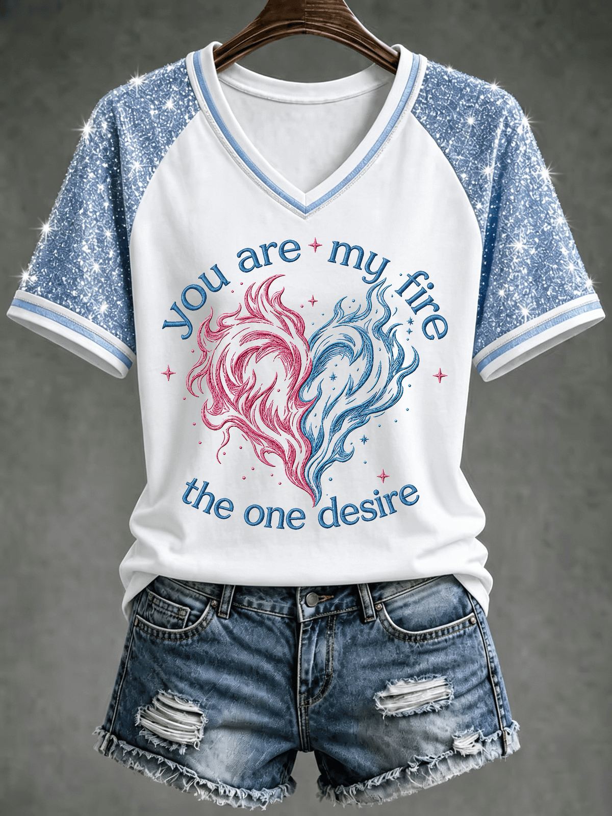 Women's Music Print V-Neck Short-Sleeved T-Shirt