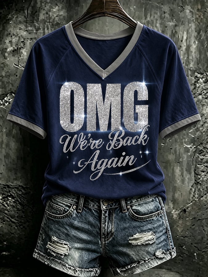 Women'S Casual Short-Sleeve Top With Music Print