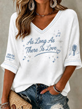 V-Neck Musical Art Print T-Shirt