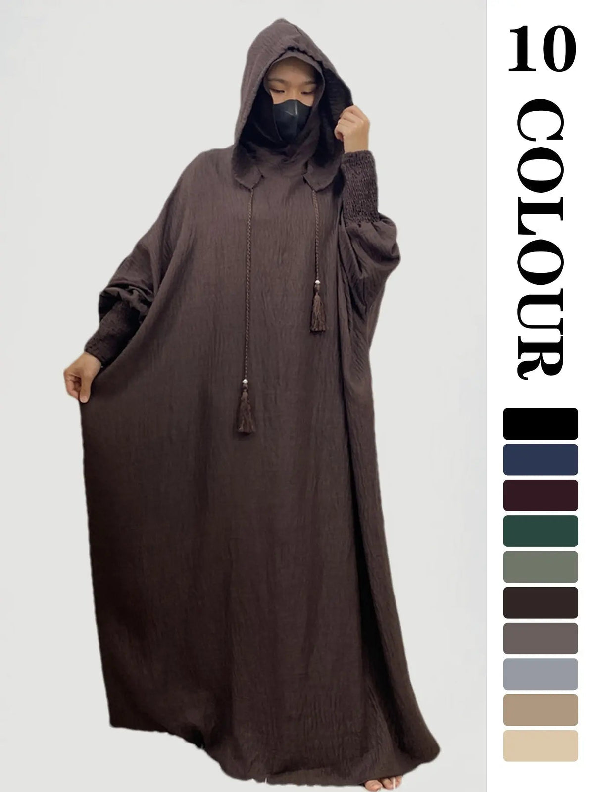 Women's Solid   Hooded   Dress, Casual Long Sleeve Dress for Fall & Winter, Women's Islamic Clothing for Daily Wear, Modesty Muslim Clothing