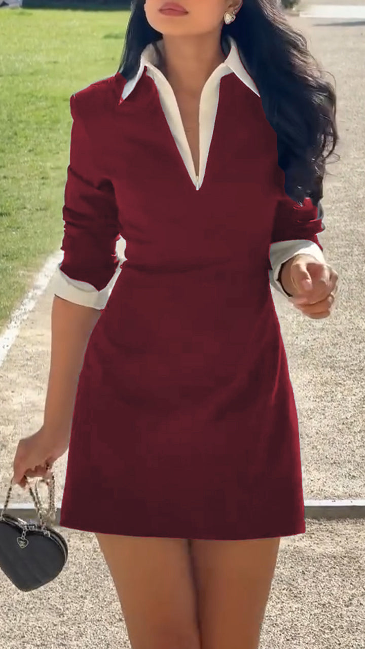 Ladies' Lapel Temperament Commuting Dress