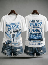 V Neck Musical Art Print T-Shirt
