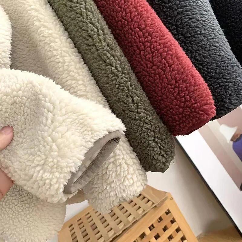 Fashion Lamb Plush Jacket Women's Autumn Winter New Pocket Zipper Long Sleeve Loose Stand Collar Comfort Warm Jacket for Women