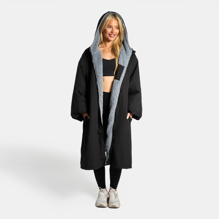 Drying Robe Waterproof Wind Resistant Changing Robe Soft Sherpa Fleece Lined Oversized Hooded Long Sleeve Coat Jacket for Kids Adults Men Women Surfing Beach Swimming Keep Dry