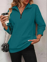 ⏰Womens Zip-Up Dropped Shoulder Sweatshirt