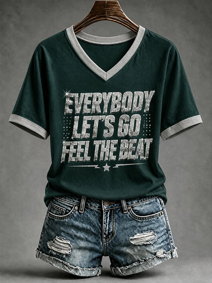 Women'S Casual Music-Print Top