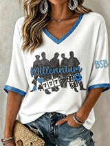 Women's Music-Print Waffle-Knit Top