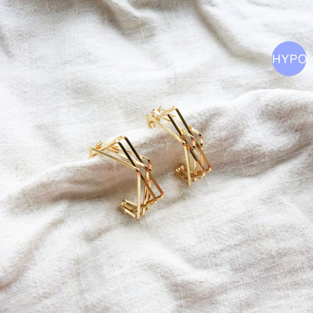 Gatsby Square Hoops (18K Gold Plated)