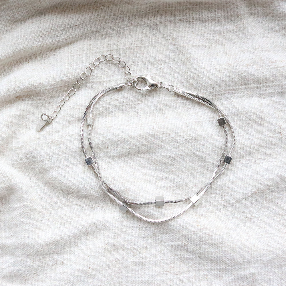 Cubic Silver Bracelet (Stainless Steel)