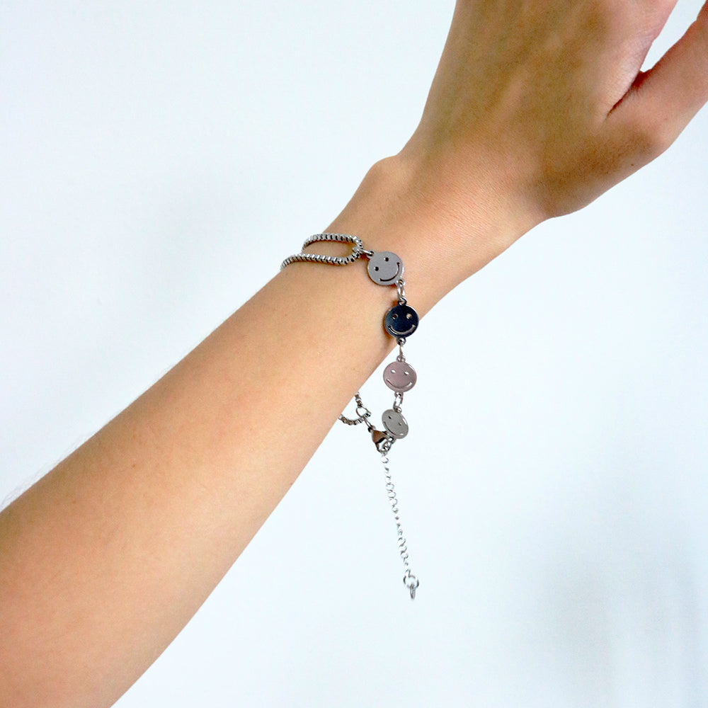 Smiley Silver Bracelet (Stainless Steel)