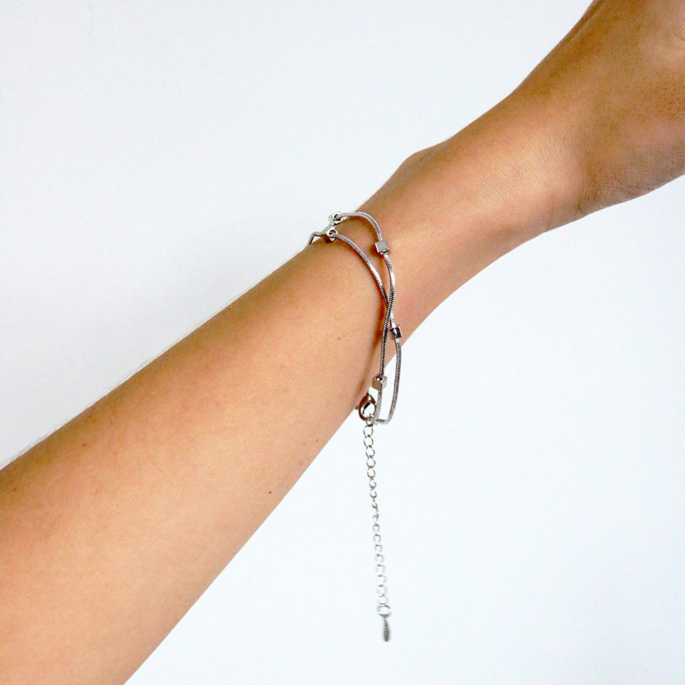 Cubic Silver Bracelet (Stainless Steel)