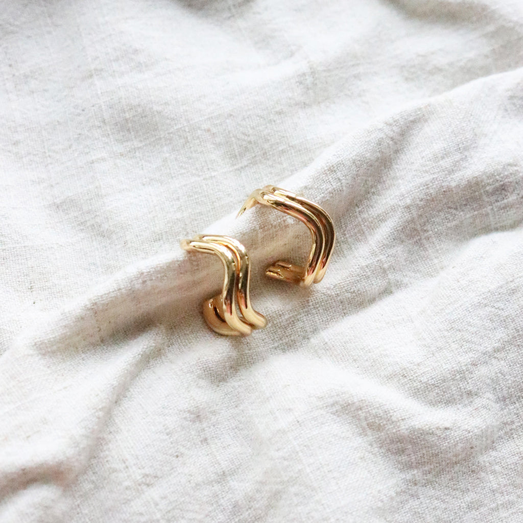 Curly Duo Hoops (Gold Plated)