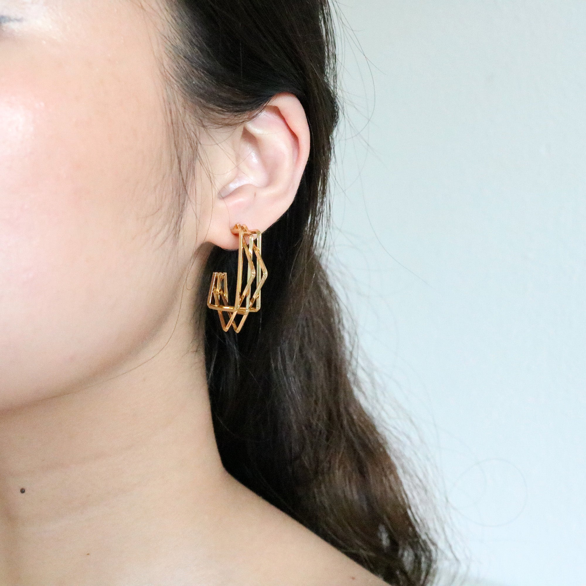 Gatsby Square Hoops (18K Gold Plated)