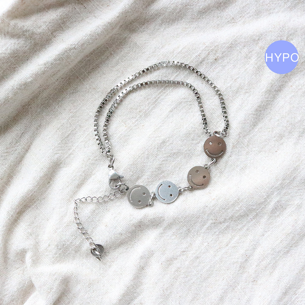 Smiley Silver Bracelet (Stainless Steel)
