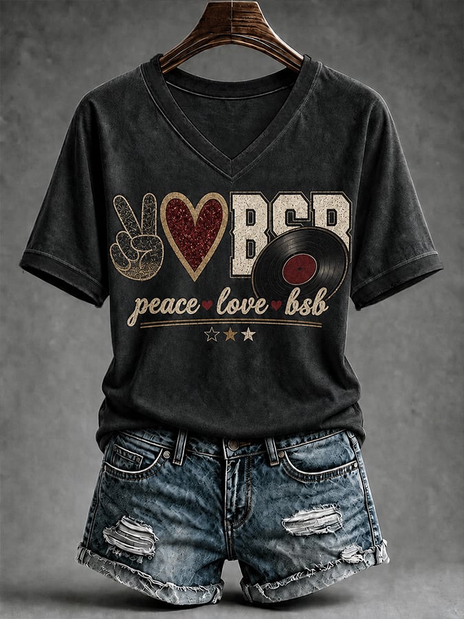 Women'S Casual Music-Print Top