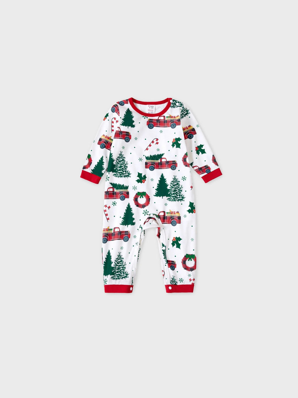 Christmas Family Matching Allover Xmas Tree & Car Print Long-sleeve Pajamas Sets with Christmas Socks Multi-color