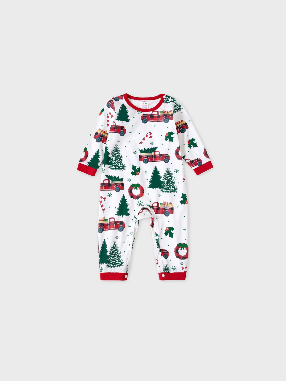 Christmas Family Matching Allover Xmas Tree & Car Print Long-sleeve Pajamas Sets with Christmas Socks Multi-color