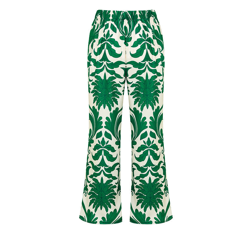 V Neck Green Printed Knotted at Waist Tummy Control One piece Swimsuit and Skirts or Pants