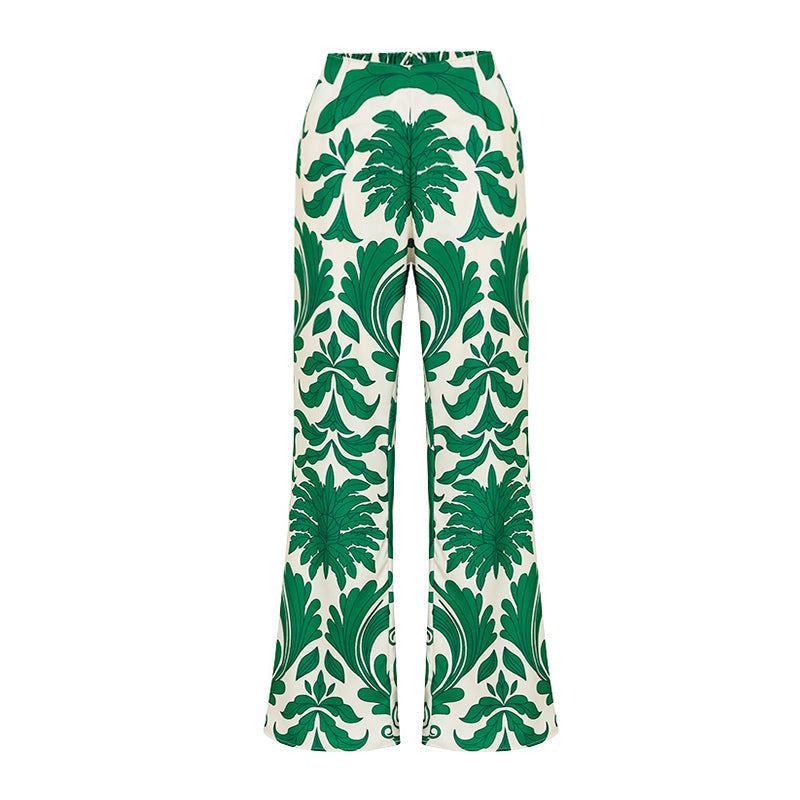 V Neck Green Printed Knotted at Waist Tummy Control One piece Swimsuit and Skirts or Pants