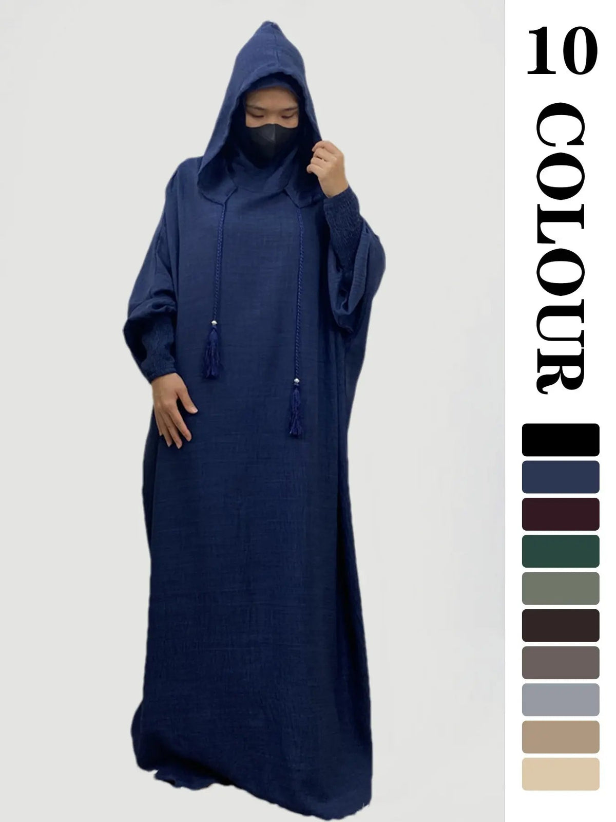 Women's Solid   Hooded   Dress, Casual Long Sleeve Dress for Fall & Winter, Women's Islamic Clothing for Daily Wear, Modesty Muslim Clothing