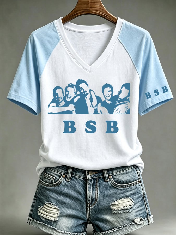 Women's Music Print V-Neck Short-Sleeved T-Shirt