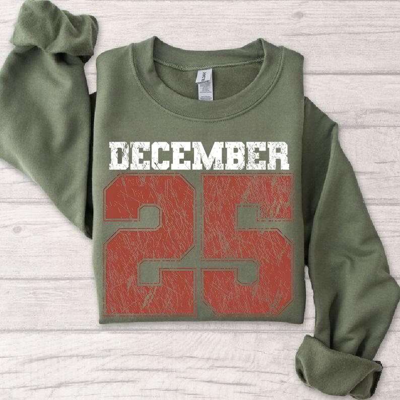 Retro Christmas Sweatshirt, December 25 Shirt, Holiday Clothing, Womens Christmas Shirts, Christmas Crewneck, Christmas Gift, Winter Sweater