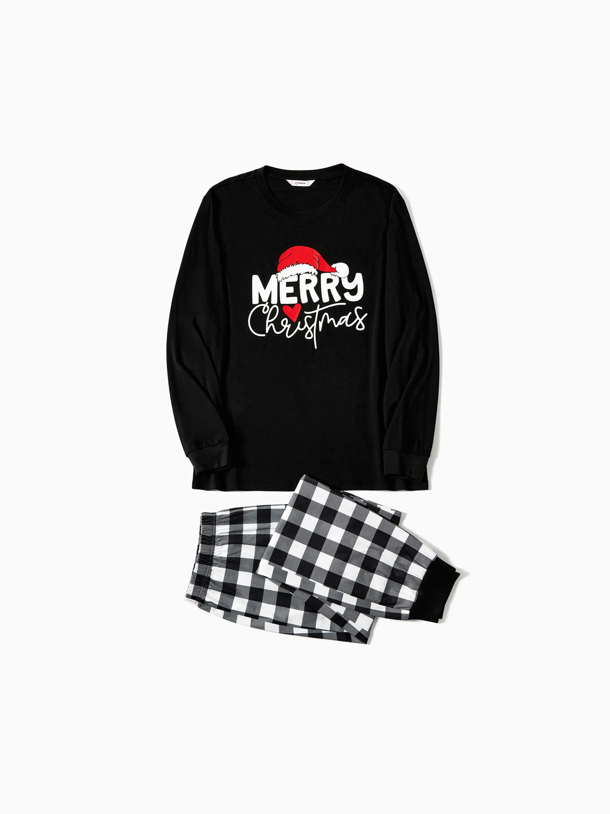 Christmas Family Matching Glow In The Dark Letters Print Long-sleeve Pajamas Sets with Christmas Socks Black+White